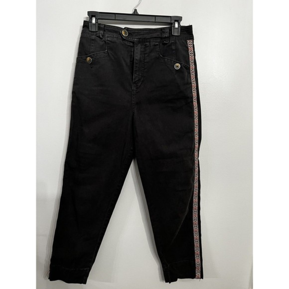 Anthropologie Pants‎ Women’s 6 Black High Waist Side Stripe Ankle Pants